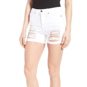 Good American Destroyed Cutoff Denim Shorts In White 004 - Size 12 / 31